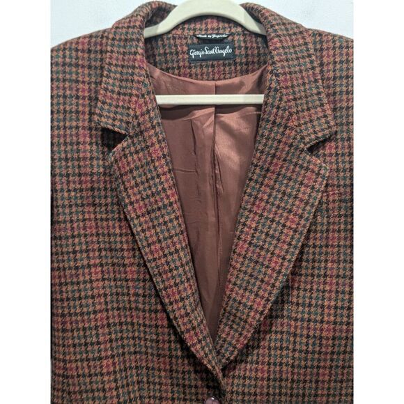 Vintage Giorgio Sant Angelo 100% Wool Houndstooth Preppy Academia Jacket, 10 - Picture 2 of 8